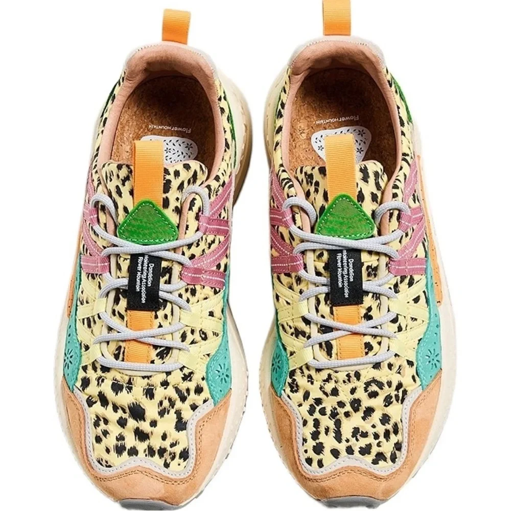 Flower Mountain Washi Women's Sneakers Suede Nylon Print Pink/Mult - Picture 2 of 5